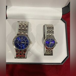 Jesse a Moore his and her watches silver and blue new